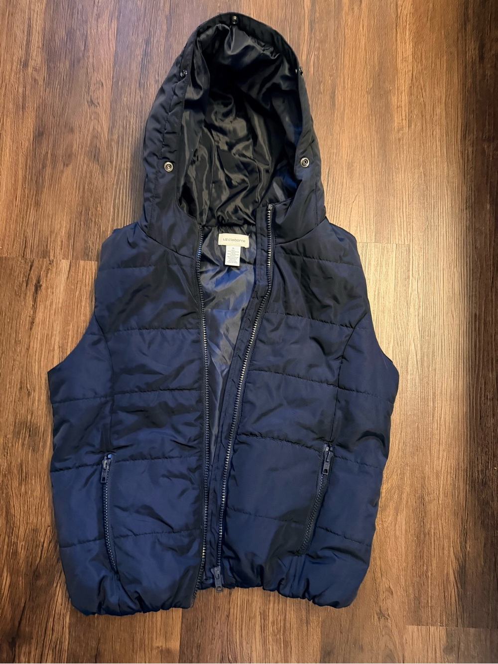 Liz Claiborne Navy Women’s Hooded Puffer Vest